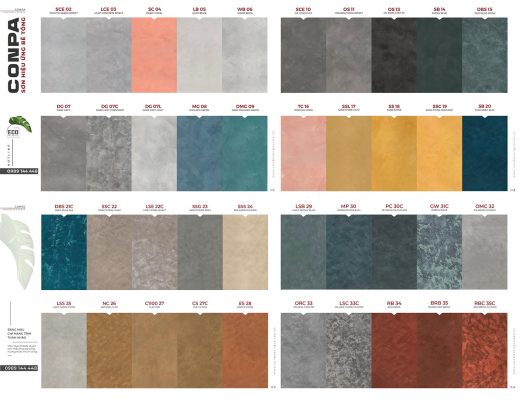 Sơn giả bê tông là gì? Hướng dẫn thi công, Địa chỉ liên hệ và Báo giá Tải map bảng màu sơn hiệu ứng bê tông Conpa