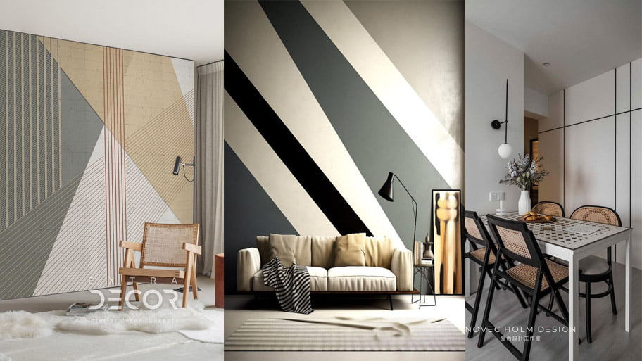 Top 5+ lựa chọn sơn trang trí nội thất nhà đẹp theo xu hướng Trang trí tường sơn nhà với ý tưởng đường kẻ