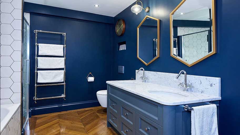 Tư vấn TOP 7 màu sơn trang trí phòng tắm đẹp hiện đại Phòng tắm màu xanh nước biển