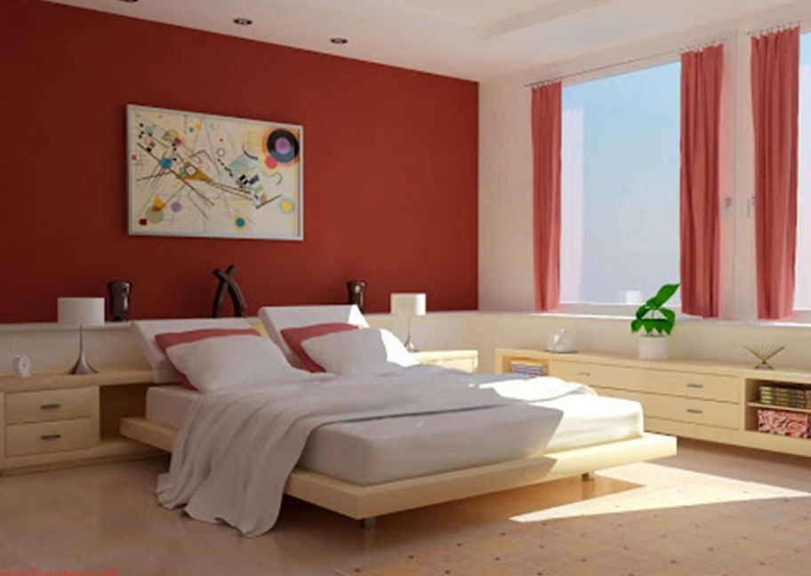 Phòng ngủ sơn màu đỏ cho người mệnh Hỏa