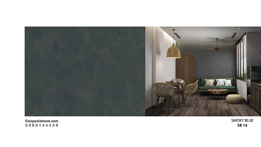 Căn hộ màu xanh khói thăm thẳm như thung lũng rừng sâu