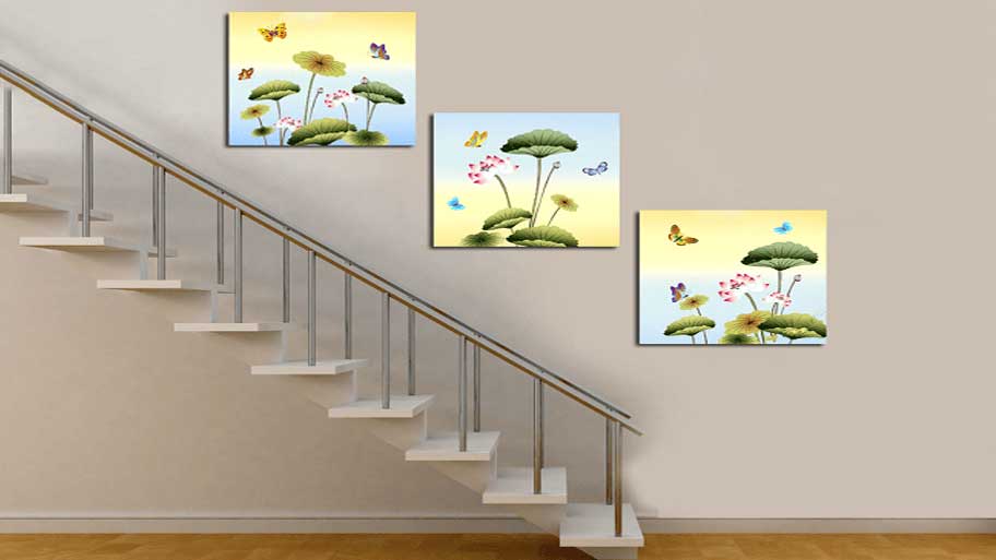 Dùng ảnh trang trí cho bậc thang