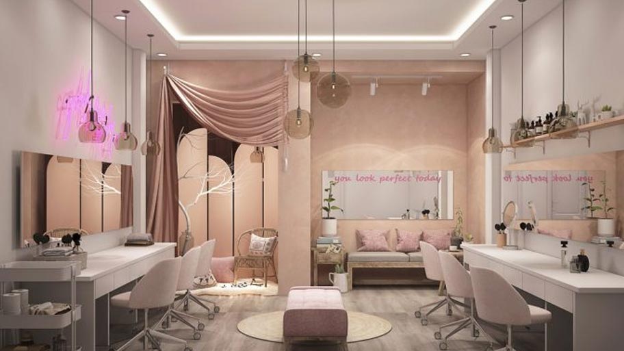 Không gian phòng trang điểm tiệm nail & spa đẹp