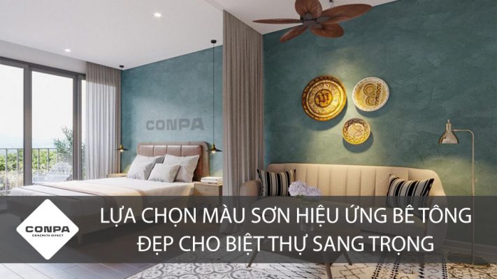 Lựa chọn màu sơn hiệu ứng bê tông đẹp cho biệt thự sang trọng Sơn hiệu ứng bê tông có màu sắc đa dạng, mang lại tính thẩm mỹ cao cho công trình