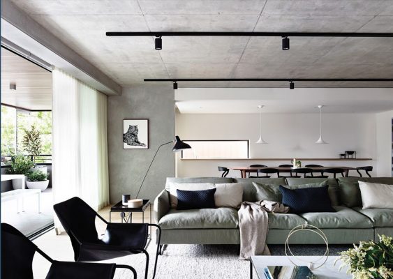 Sơn giả bê tông là gì? Hướng dẫn thi công, Địa chỉ liên hệ và Báo giá Trần nhà bê tông kết hợp với sơn hiệu ứng bê tông tạo thành không gian cá tính