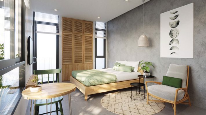 Sơn giả bê tông là gì? Hướng dẫn thi công, Địa chỉ liên hệ và Báo giá Phòng ngủ với tường sơn bê tông