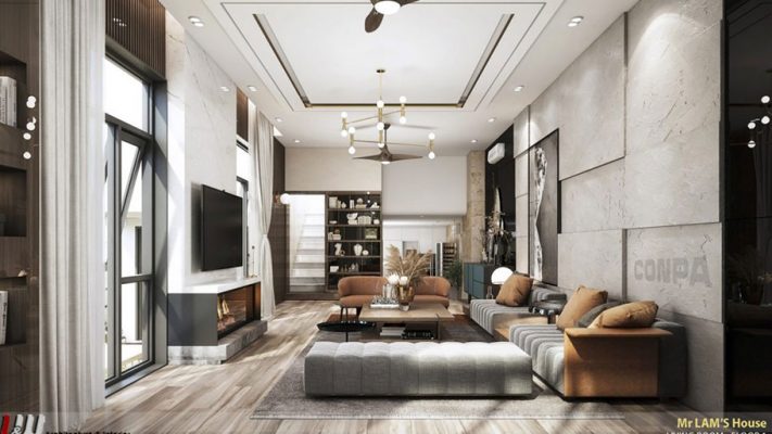 Sơn giả bê tông là gì? Hướng dẫn thi công, Địa chỉ liên hệ và Báo giá Sơn giả bê tông trang trí phòng khách