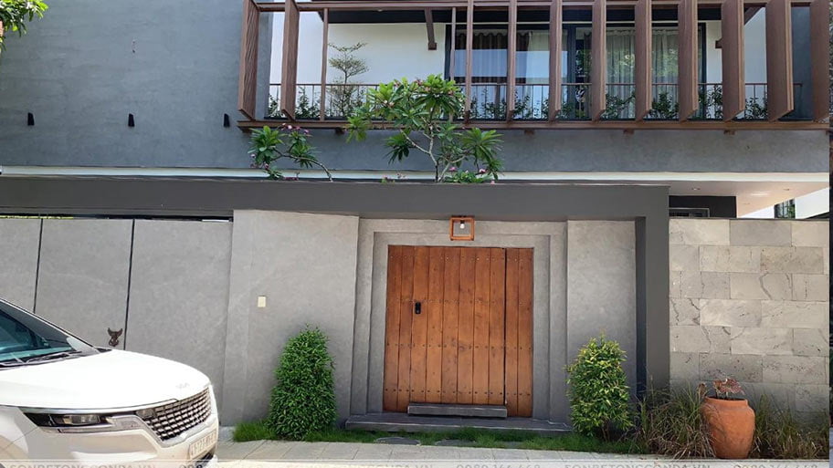 Xanh dương phối màu xám ghi của sơn bê tông - Biệt thự Nguyễn Lữ 