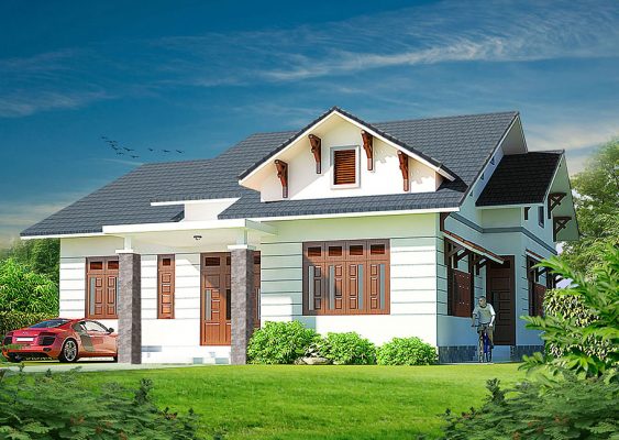 Phối màu nhà cấp 4 tương phản