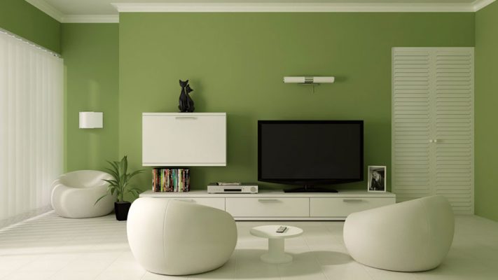 Tư vấn lựa chọn Màu sơn phòng khách theo phong thủy Mẫu phòng khách sử dụng màu sơn xám lá cây đẹp