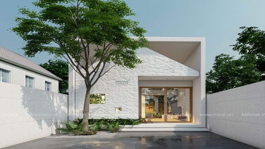 nhà cấp 4 màu trắng