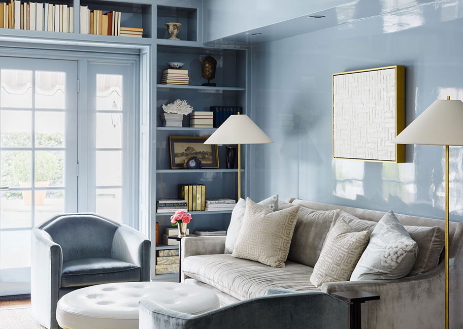 Phòng khách sơn màu xanh dương nhạt