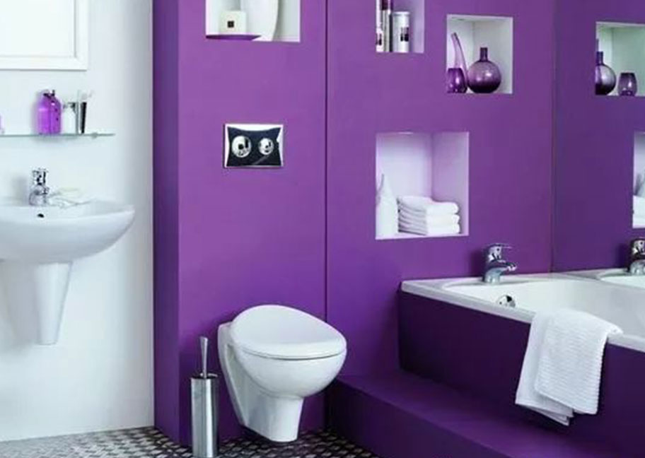 Phòng tắm sơn màu tím độc đáo