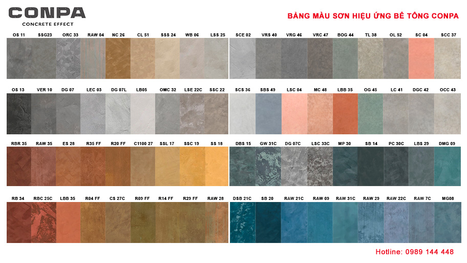 Lột xác căn hộ chung cư bằng những mảng tường sơn giả bê tông Bảng màu sơn giả bê tông Conpa - hơn 70 màu sắc cơ bản