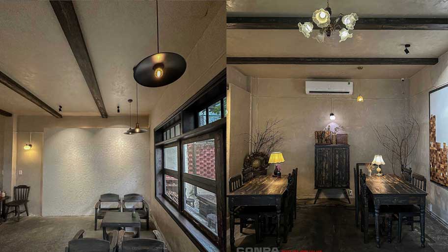 Xu hướng thi công sơn cát mỹ thuật cho quán cafe Sơn cát với tông màu xám mang lại nét độc đáo và mới mẻ cho không gian quán