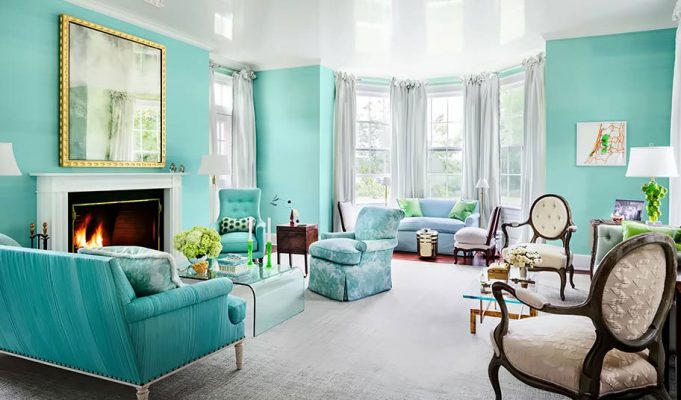 Tư vấn lựa chọn Màu sơn phòng khách theo phong thủy Sơn giả đá màu xanh ngọc trong phong thủy