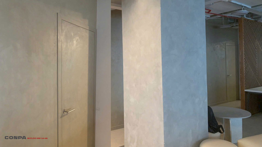 Thi công sơn giả bê tông lên cửa được không? Lưu ý và những mẫu cửa đẹp Cửa sơn giả bê tông Conpa thi công