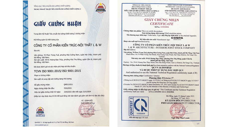 Những kinh nghiệm & lưu ý cần phải biết khi mua sơn đá Giấy chứng nhận tiêu chuẩn chất lượng Quatest của sơn giả bê tông Conpa