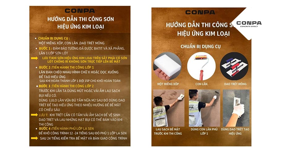 Sơn hiệu ứng kim loại là gì? - Đặc điểm và quy trình thi công chuẩn Quy trình thi công sơn giả kim loại