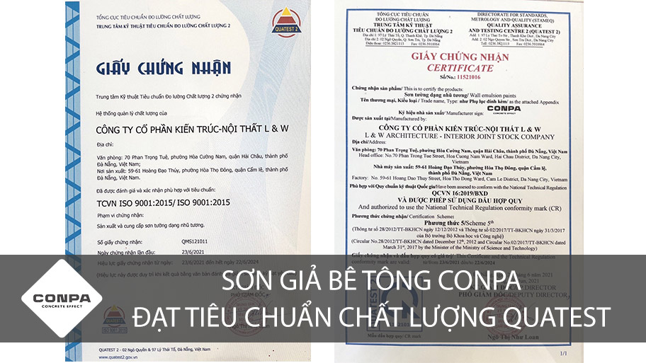 Sơn giả bê tông Conpa đạt tiêu chuẩn chất lượng Quatest