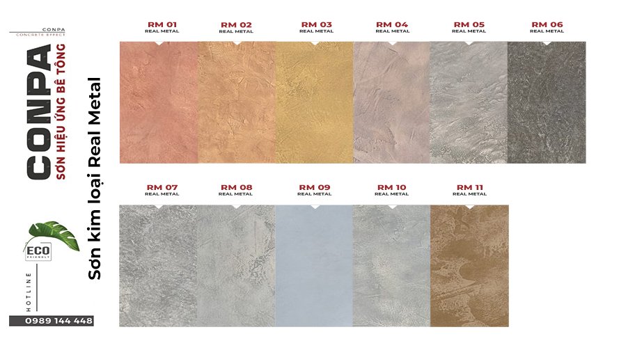 Thư viện tổng hợp Map Màu Sơn Conpa Texture chất lượng cao Bảng màu sơn Kim loại thật có thành phần là bột kim loại thật