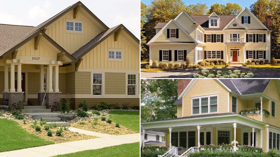 Mặt tiền nhà với gam màu vàng - nâu ấn tượng