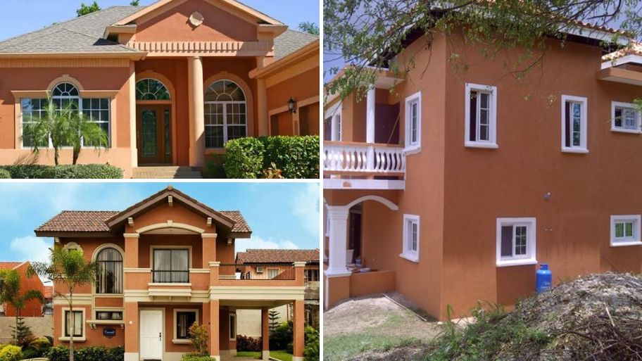 Mặt tiền nhà kết hợp giữa gam màu cafe sữa và cam đất ấn tượng