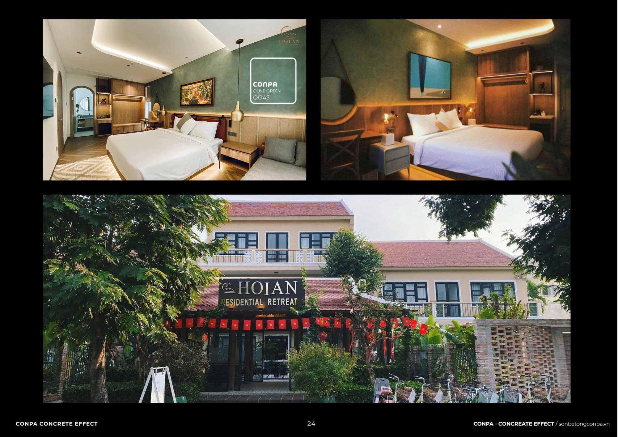 Sơn hiệu ứng bê tông Olive Green cho Hội An Residential Retreat