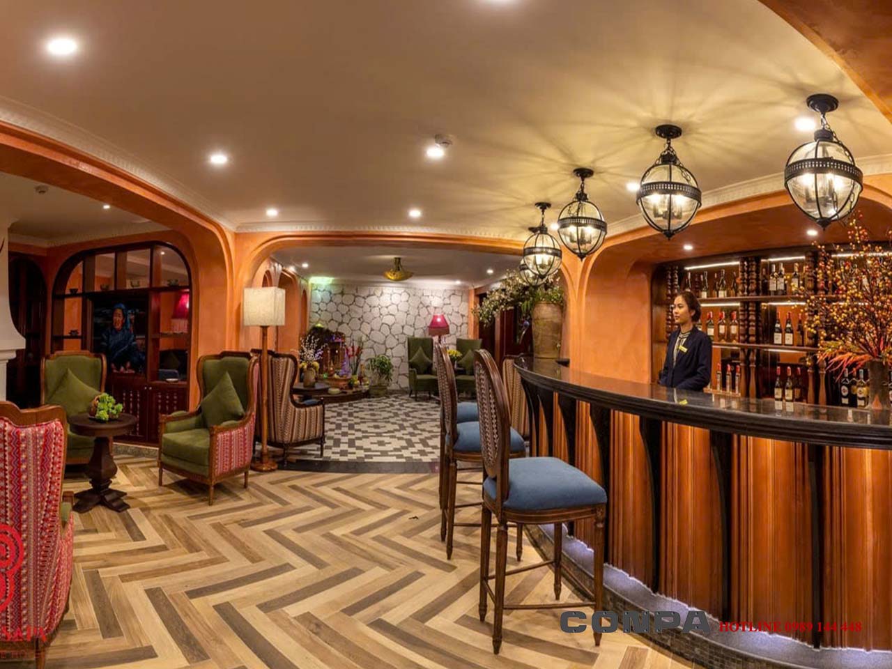 Không gian khu vực lễ tân khách sạn