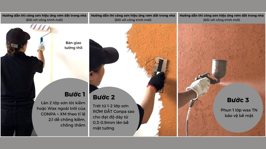Hướng dẫn chi tiết quy trình thi công sơn rơm đất đúng kỹ thuật Quy trình thi công sơn rơm đất trong nhà cho công trình mới