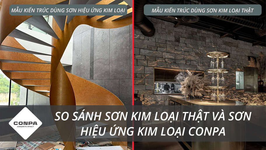 So sánh hơn hiệu ứng kim loại và sơn kim loại thật