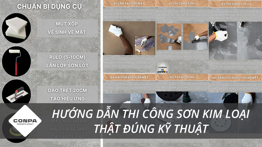 Thi công sơn kim loại thật