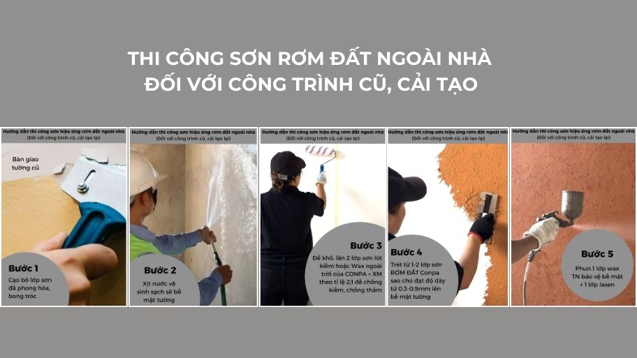 Sơn rơm đất có sử dụng ngoài trời được không? Lưu ý quan trọng Thi công sơn rơm đất ngoài trời cho công trình cũ