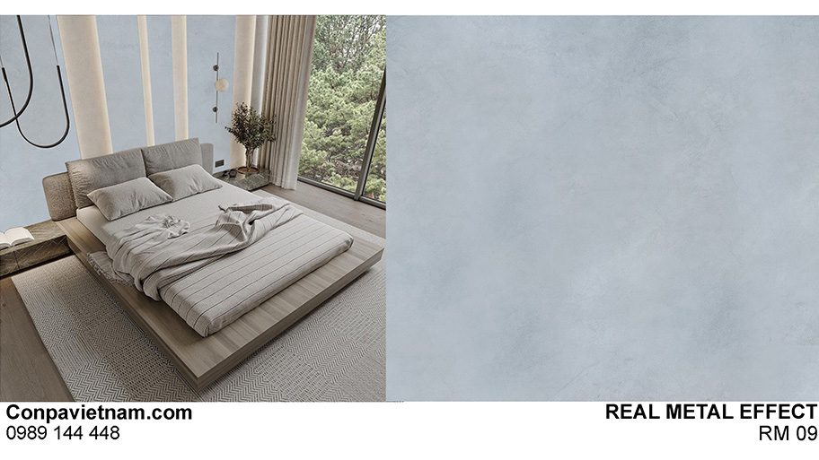 Tường trong phòng ngủ sử dụng sơn kim loại thật