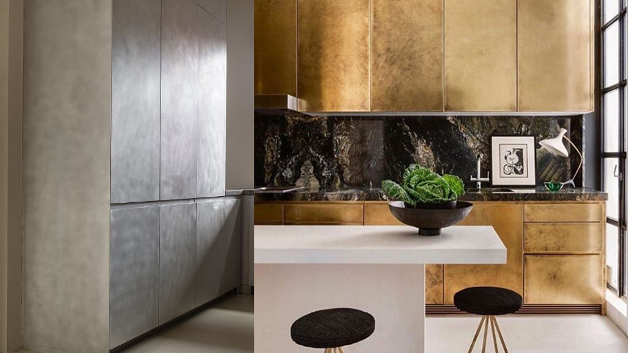 Ứng dụng sơn kim loại thật cho tủ bếp