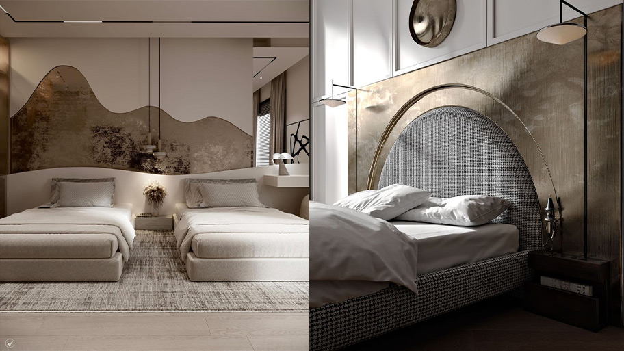 Ứng dụng sơn kim loại thật cho tường trong phòng ngủ