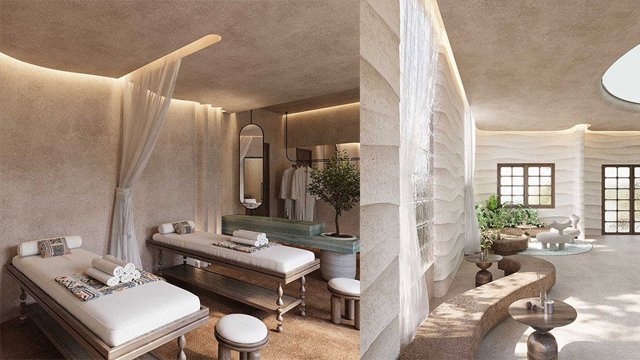 Các công trình ứng dụng sơn cát nghệ thuật Conpa đẹp Mẫu quán spa sử dụng sơn cát nghệ thuật
