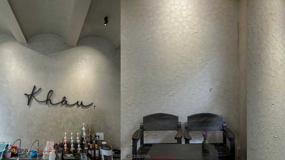 Các công trình ứng dụng sơn cát nghệ thuật Conpa đẹp Ứng dụng sơn cát cho quán cafe