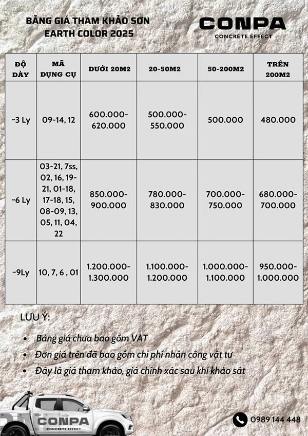 Báo giá sơn Earth Color - Bảng giá thi công trọn gói mới nhất 2025 Bảng báo giá thi công sơn Earth Color Hà Nội