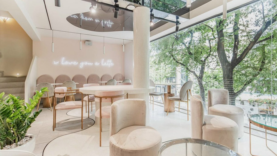 Cửa hàng phong cách hiện đại kết hợp sơn bê tông