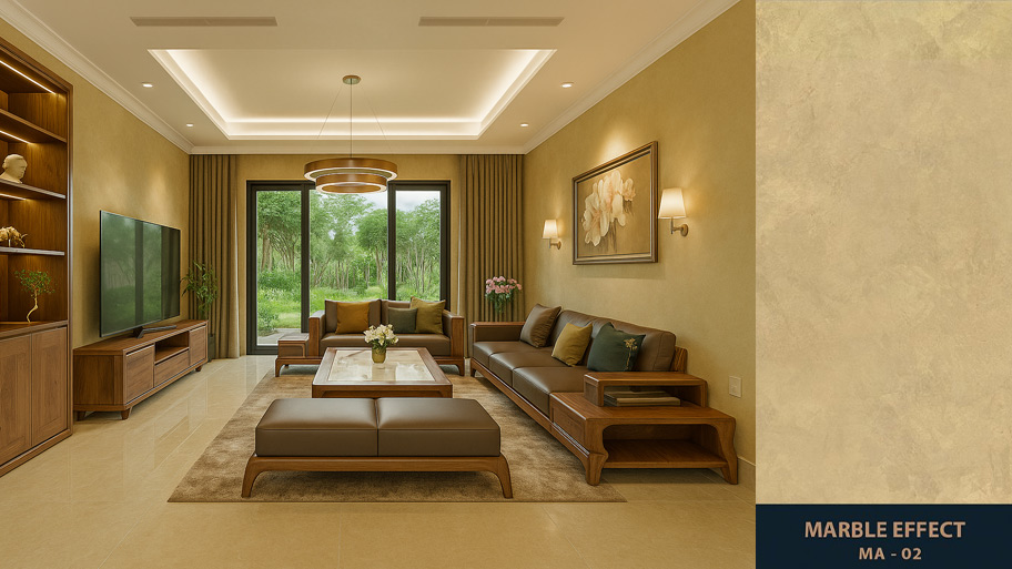 Đắm chìm với bảng màu sơn hiệu ứng Marble cực mãn nhãn Mẫu công trình ứng dụng sơn Marble Effect mã 02