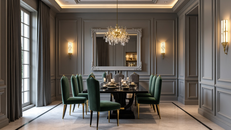 Phòng bếp phong cách tân cổ điển kết hợp với sơn hiệu ứng Marble