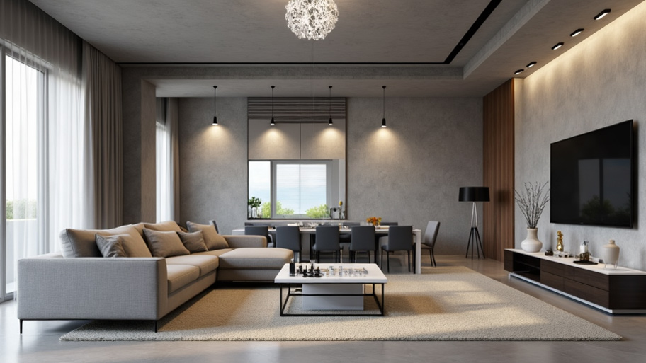 Phong cách hiện đại kết hợp sơn hiệu ứng Marble Effect