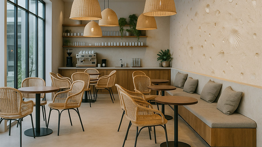 Ứng dụng sơn earth color cho công trình quán cafe hiện nay Quán cafe phong cách hiện đại sử dụng sơn Earth Color
