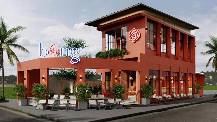 Quán trà sữa bông sử dụng sơn bê tông