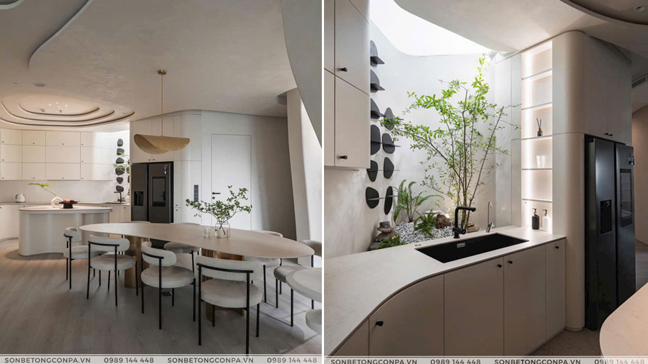 Ứng dụng sơn hiệu ứng Marble Effect trong thiết kế nội thất 2025 Ứng dụng sơn hiệu ứng Marble Effect trong thiết kế nội thất phòng bếp