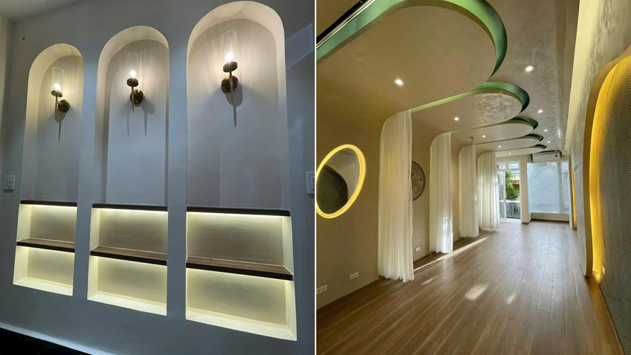 Gợi ý màu sơn giả bê tông cho spa – Sang trọng, tinh tế, thư giãn Diamond Beauty Center ứng dụng sơn giả bê tông màu xám be nhạt