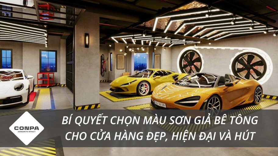 Màu sơn giả bê tông cho cửa hàng
