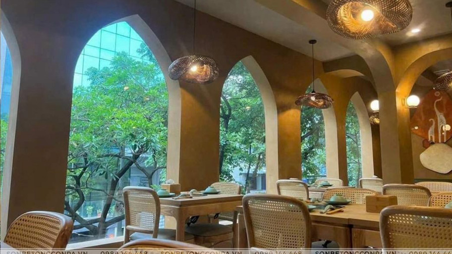 Nhà hàng Mani Thái sử dụng sơn hiệu ứng bê tông