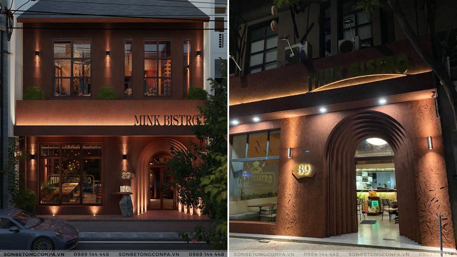 Nhà hàng Mink Bistro sử dụng sơn hiệu ứng giả bê tông